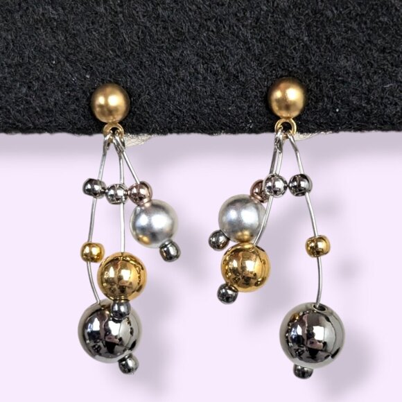 (2/$20) V. Dangling Ball Earrings (14K Posts) - Picture 2 of 7